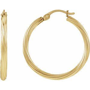 14K Yellow Gold-Filled Hinged 20 mm Hoop Earrings – image 3