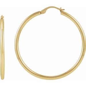 14K Yellow Gold-Filled Hinged 34 mm Hoop Earrings