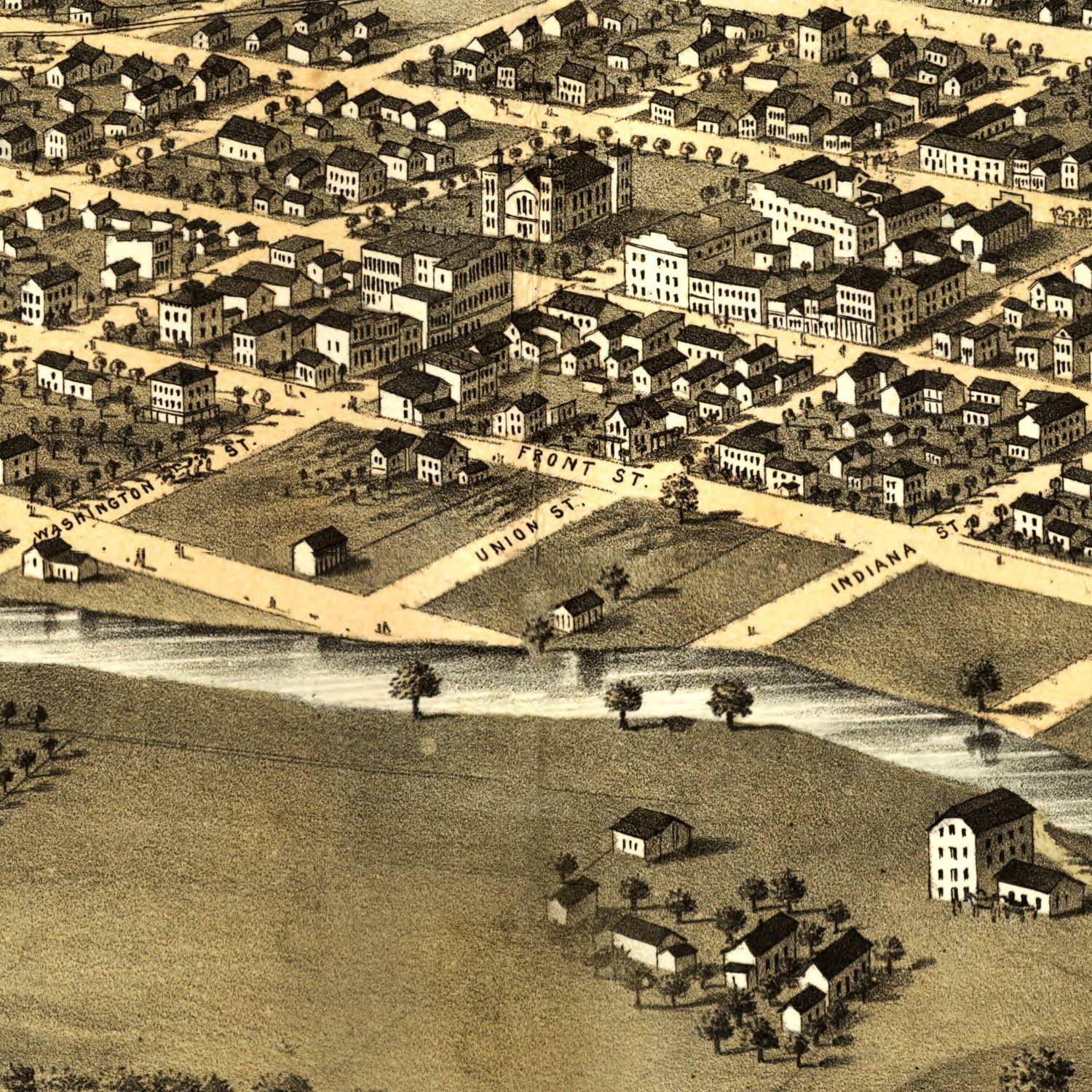 Vintage Map of Delphi, Indiana 1868