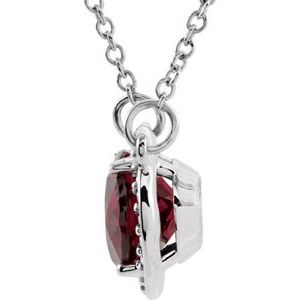 14K White Gold Natural Rhodolite Garnet & .04 CTW Natural Diamond 16 1/2" Necklace