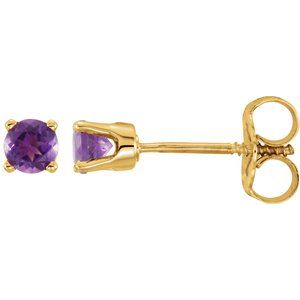 14K Yellow Gold Natural Amethyst Youth Earrings