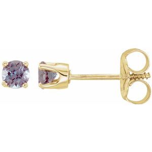 14K Yellow Gold Imitation Alexandrite Youth Earrings