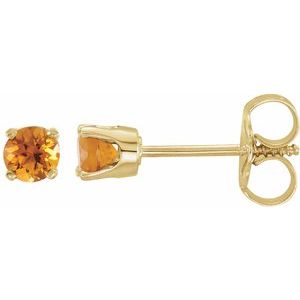 14K Yellow Gold Natural Citrine Youth Earrings