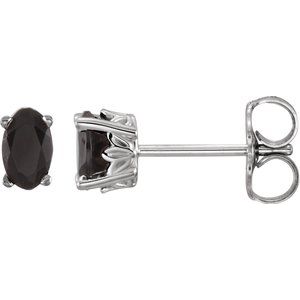 14K White Gold Natural Black Onyx Earrings