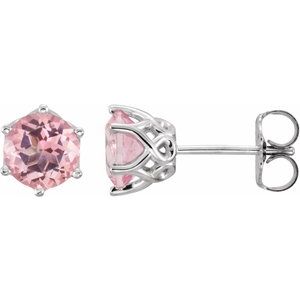 14K White Gold Natural Pink Morganite Earrings