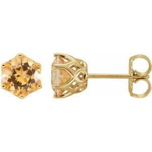 14K White Gold 7 mm Round 6-Prong Earring Mounting – image 2