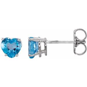 14K White Gold Natural Swiss Blue Topaz Earrings