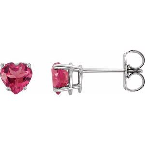 14K White Gold Natural Pink Tourmaline Earrings