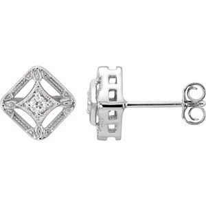 14K Yellow Gold .08 CTW Natural Diamond Filigree Earrings