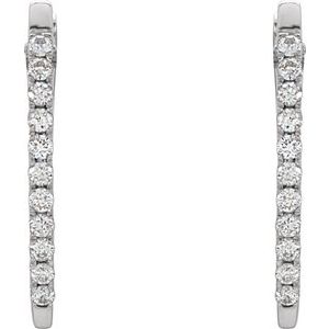 14K White Gold 1/3 CTW Natural Diamond Hoop Earrings – image 2