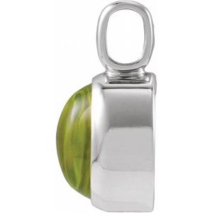 14K White Gold Natural Peridot Cabochon Pendant – image 2