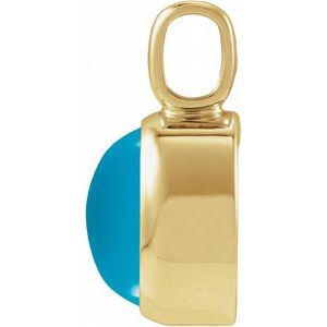 14K Yellow Gold Natural Turquoise Cabochon Pendant – image 2
