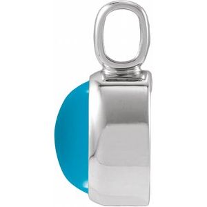 Platinum Natural Turquoise Cabochon Pendant – image 2