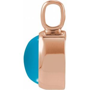 14K Rose Gold Natural Turquoise Cabochon Pendant – image 2