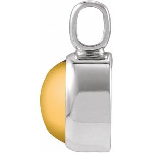 14K White Gold Natural Citrine Cabochon Pendant – image 2