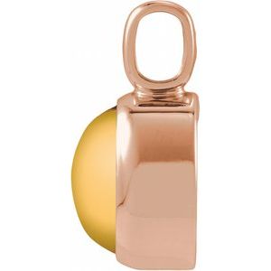 14K Rose Gold Natural Citrine Cabochon Pendant – image 2