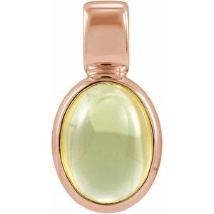 14K Rose Gold Natural Peridot Cabochon Pendant