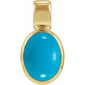 14K Yellow Gold Natural Turquoise Cabochon Pendant