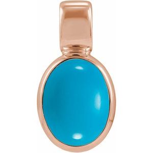 14K Rose Gold Natural Turquoise Cabochon Pendant