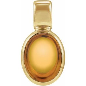14K Yellow Gold Natural Citrine Cabochon Pendant
