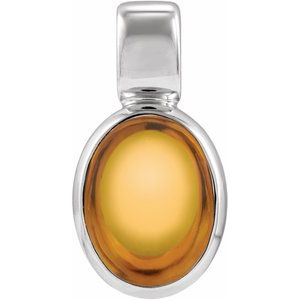 Platinum Natural Citrine Cabochon Pendant