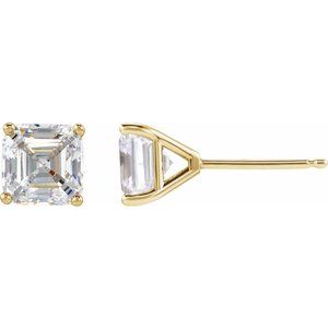 10K Yellow Gold 6x6 mm Asscher 4-Prong Cocktail-Style Earring Mounting – image 2