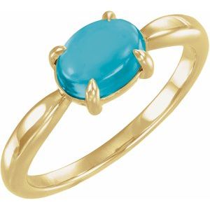 14K Yellow Gold Natural Turquoise Cabochon Ring