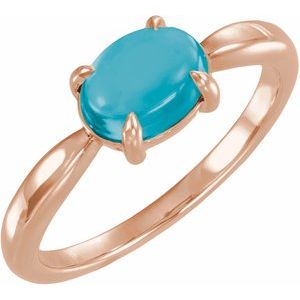 14K Rose Gold Natural Turquoise Cabochon Ring