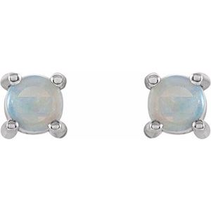 14K White Gold 4 mm Natural White Opal Earrings – image 2