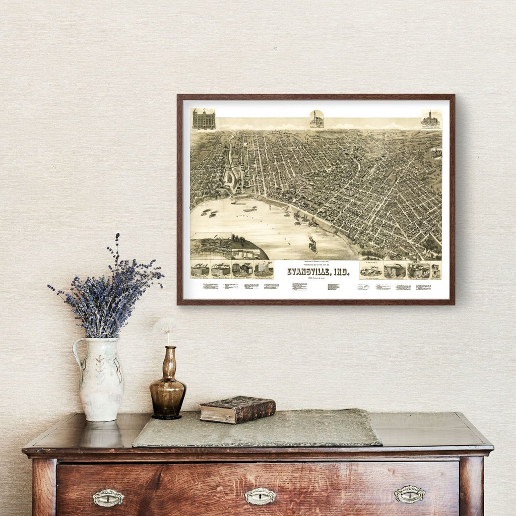 Vintage Map of Evansville, Indiana 1888
