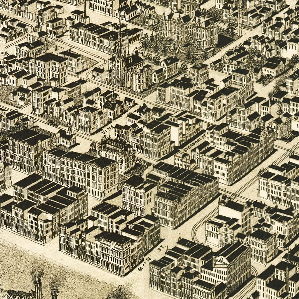Vintage Map of Evansville, Indiana 1888
