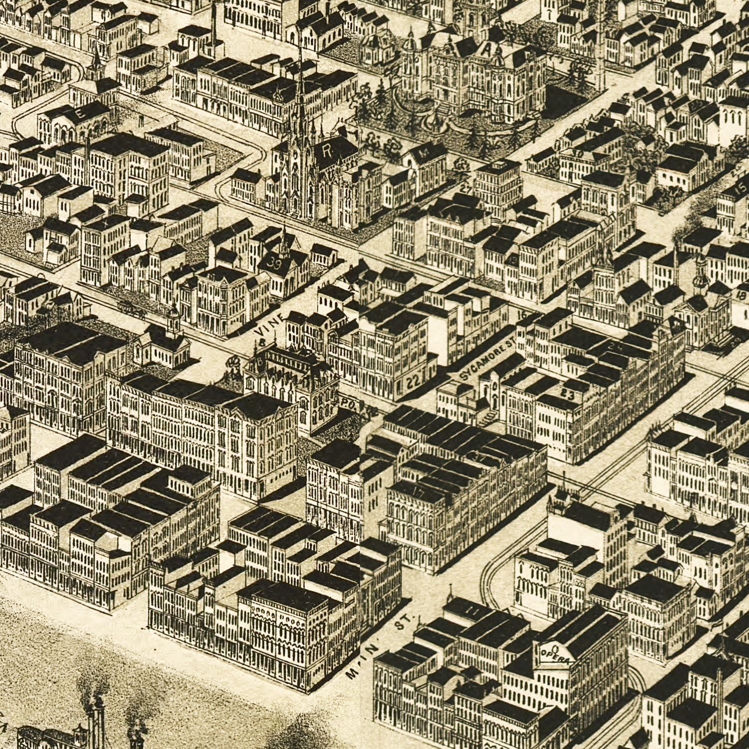 Vintage Map of Evansville, Indiana 1888