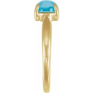 14K Yellow Gold Natural Turquoise Cabochon Ring – image 3