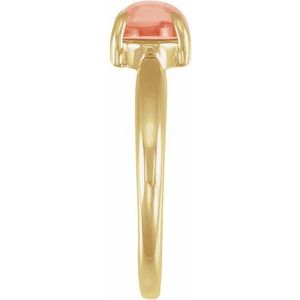 14K Yellow Gold Natural Pink Coral Cabochon Ring – image 3