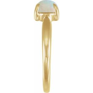 14K Yellow Gold Lab-Grown White Opal Cabochon Ring – image 3