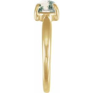 14K Yellow Gold Natural Moss Agate Cabochon Ring – image 3