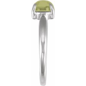 Platinum Natural Nephrite Jade Cabochon Ring – image 3