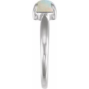 Platinum Lab-Grown White Opal Cabochon Ring – image 3