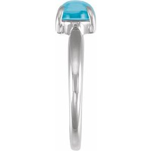 Platinum Natural Turquoise Cabochon Ring – image 3