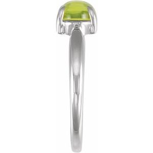 14K White Gold Natural Peridot Cabochon Ring – image 3