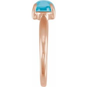 14K Rose Gold Natural Turquoise Cabochon Ring – image 3