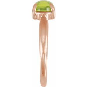 14K Rose Gold Natural Peridot Cabochon Ring – image 3