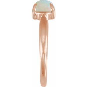 14K Rose Gold Lab-Grown White Opal Cabochon Ring – image 3