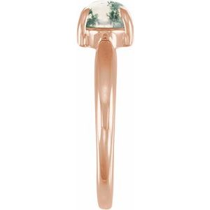 14K Rose Gold Natural Moss Agate Cabochon Ring – image 3