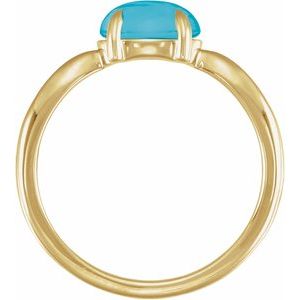 14K Yellow Gold Natural Turquoise Cabochon Ring – image 2