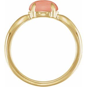 14K Yellow Gold Natural Pink Coral Cabochon Ring – image 2
