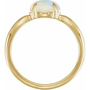 14K Yellow Gold Lab-Grown White Opal Cabochon Ring – image 2