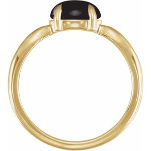 14K Yellow Gold Natural Black Onyx Cabochon Ring – image 2
