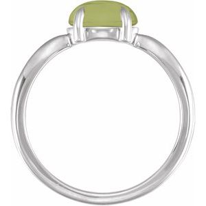 Platinum Natural Nephrite Jade Cabochon Ring – image 2