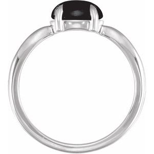 14K White Gold Natural Black Onyx Cabochon Ring – image 2